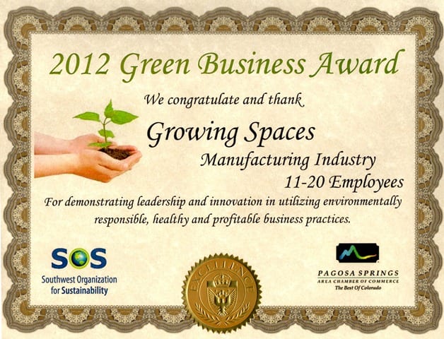 2012-Green-Business-Award-web - Growing Spaces Greenhouses Green Business Award
