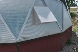 Exterior hood for the solar greenhouse fan.