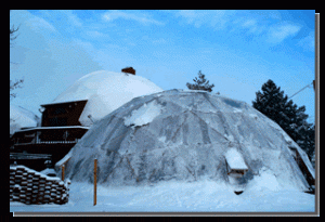 42' Growing Dome  greenhouse in the snow