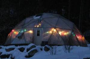 Christmas lights on Growing Dome
