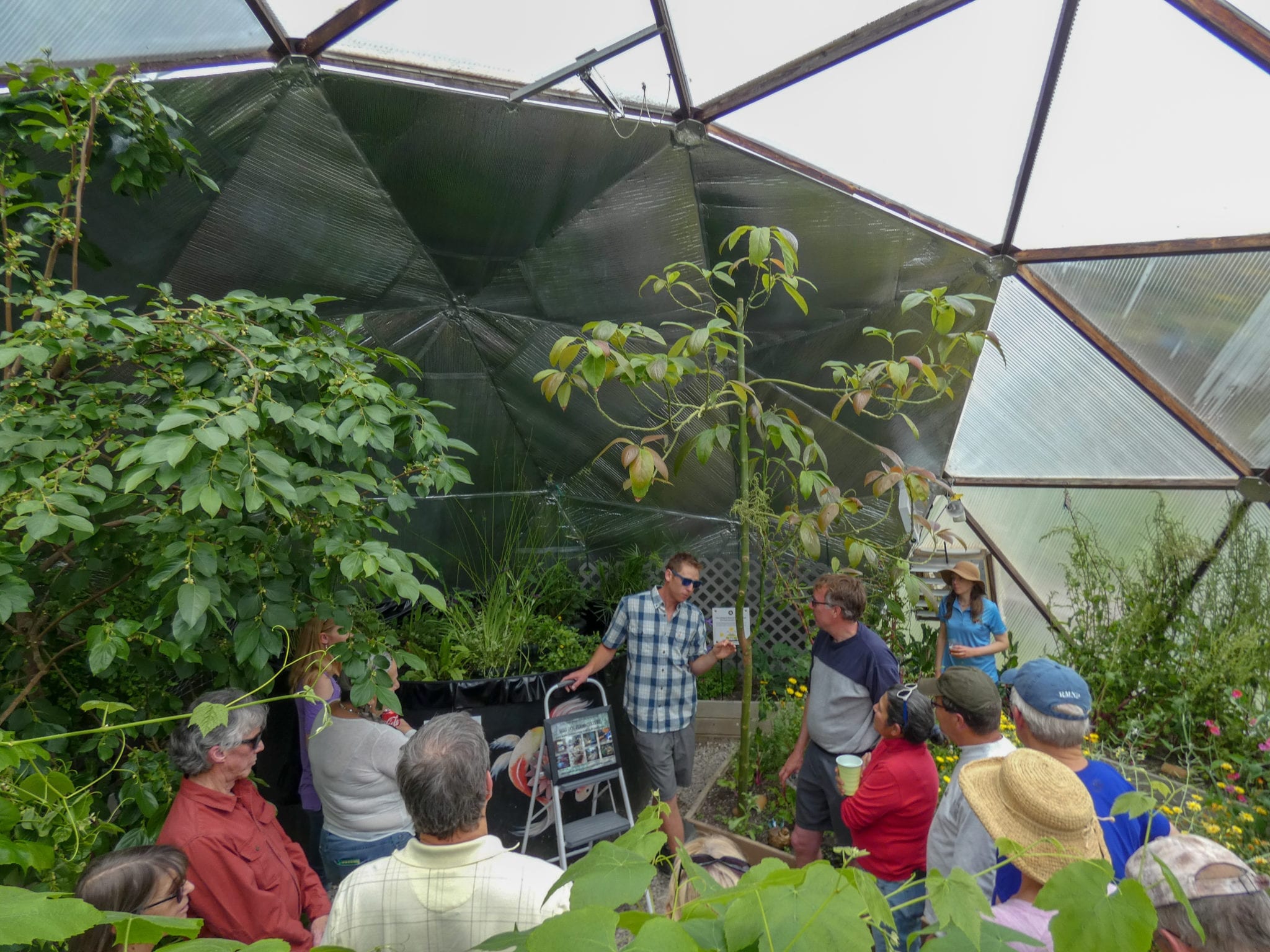 people in a community greenhouse