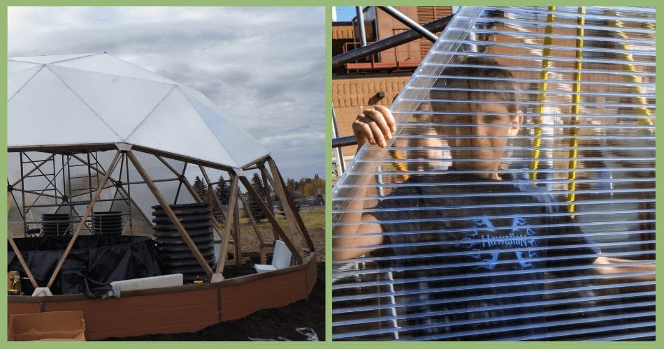 Kids Constructing - Growing Spaces Greenhouses Canadian School Geodome Greenhouse Construction