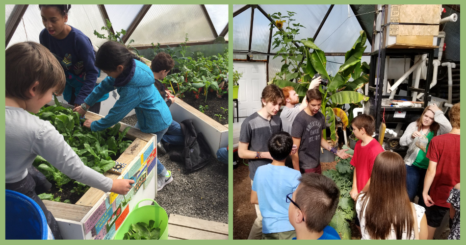 Students in Canada School Geodome Greenhouse