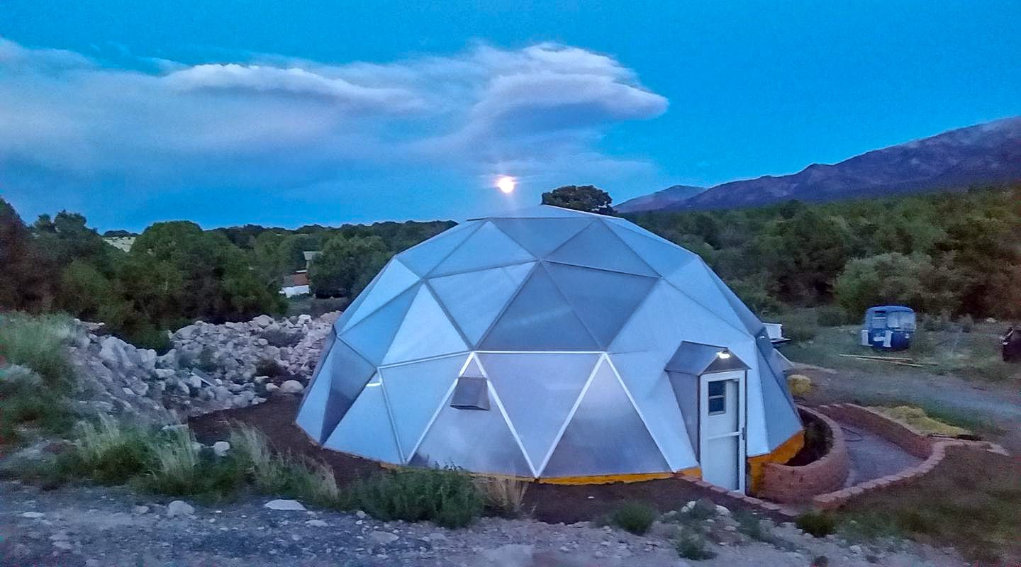 matt larson - Growing Spaces Greenhouses sunset on 33 foot Growing Dome Greenhouse