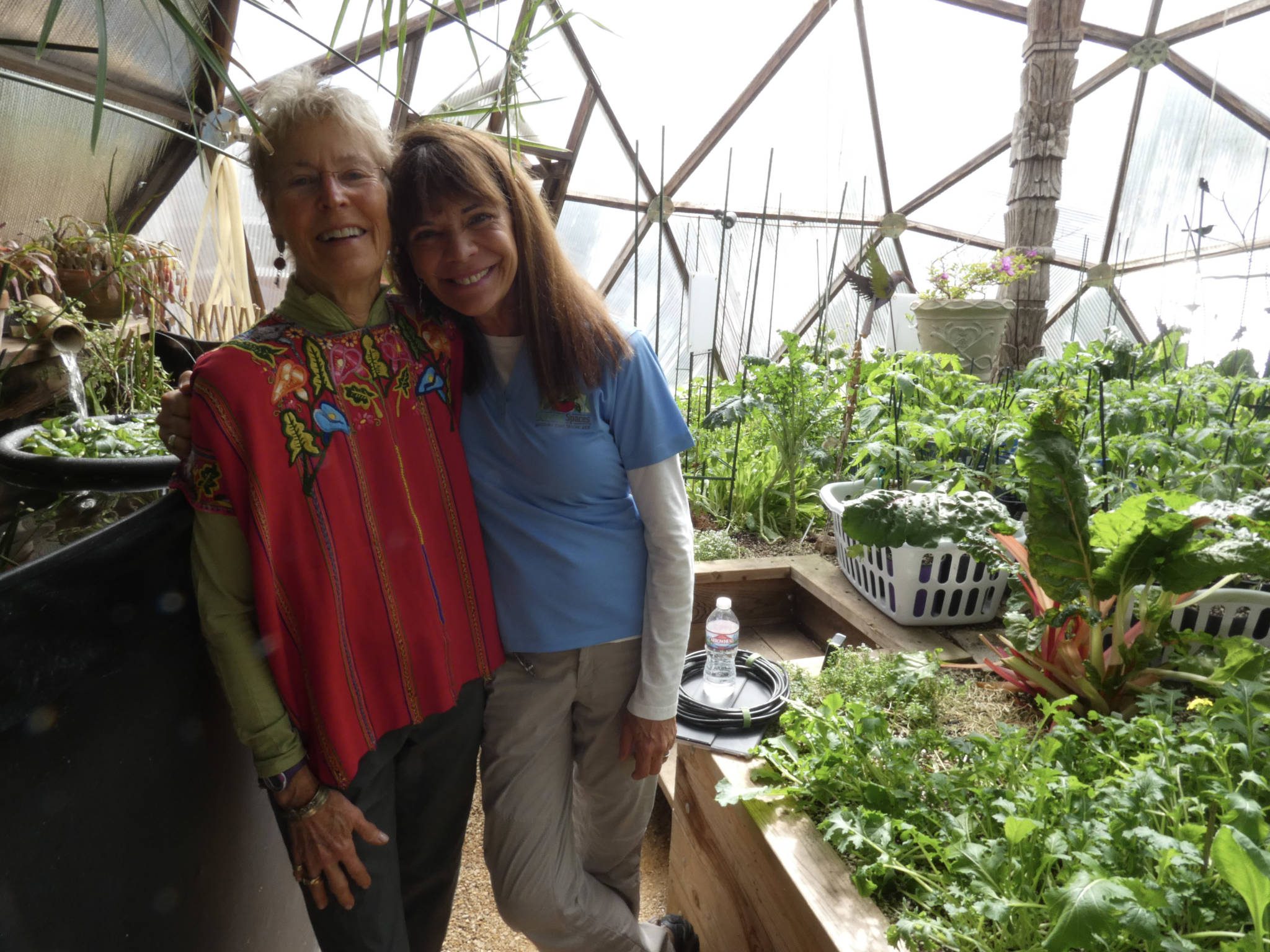 Claudia Val Inside Growing Dome Greenhouse - Growing Spaces Greenhouses Claudia and Val inside Growing Dome Greenhouse
