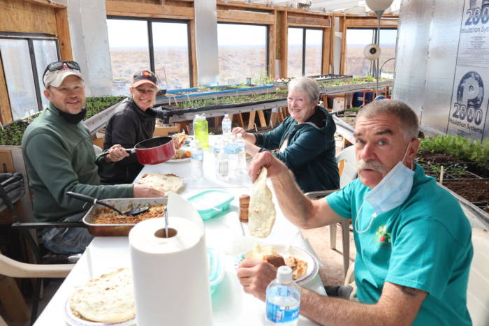 Lunch in a greenhouse on Navajo Nation with Tyrone Thompson