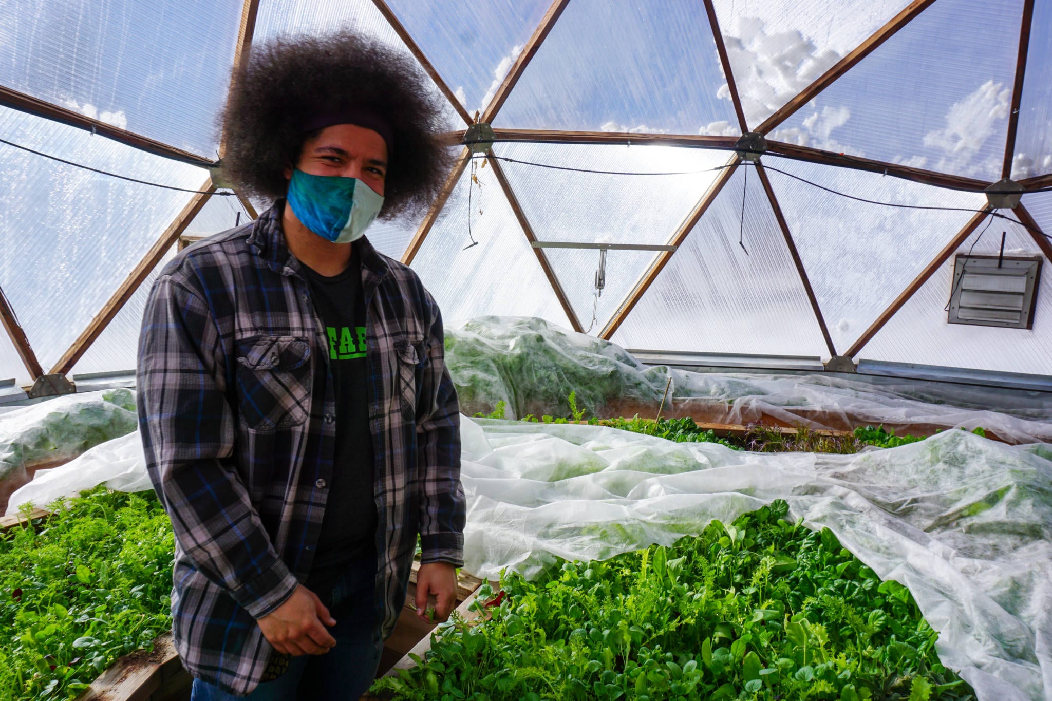 DSC09100 - Growing Spaces Greenhouses Malik Salsberry in a Growing Dome Greenhouse