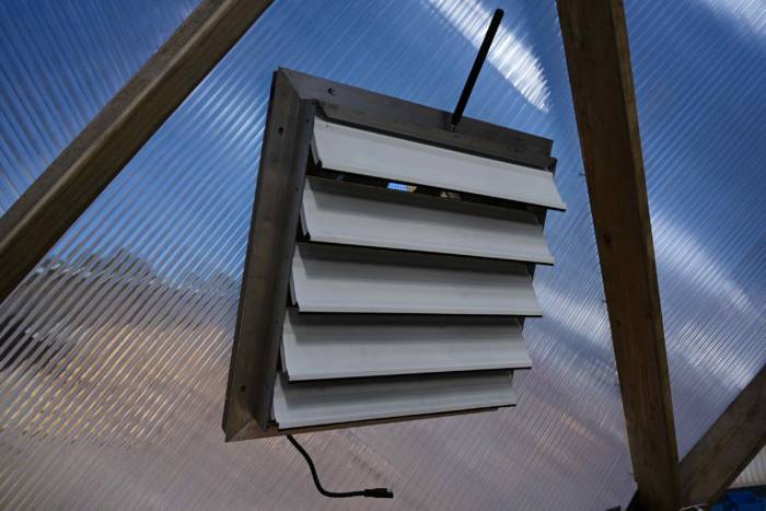 Solar powered greenhouse fan