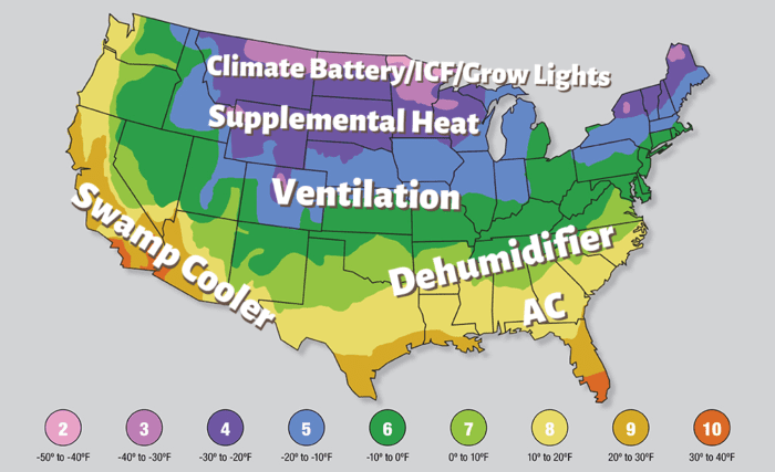 GS-Climate-Options-Map - Growing Spaces Greenhouses climate zone map