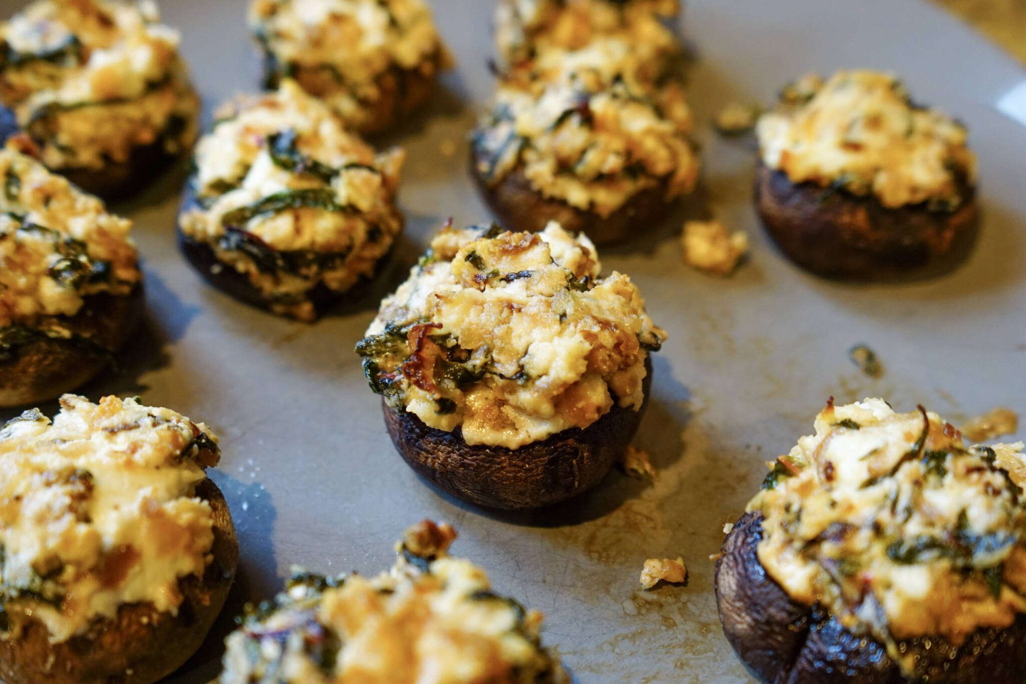 Swiss Chard and Goat Cheese Stuffed Mushrooms - Growing Spaces Greenhouses Swiss Chard and Goat Cheese Stuffed Mushrooms