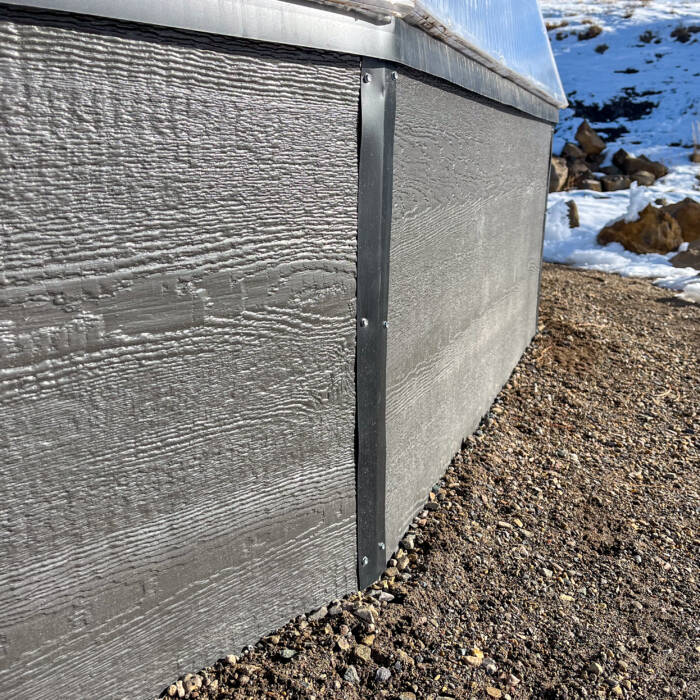 2 foot tall all weather wood insulated foundation wall on a Growing Dome greenhouse