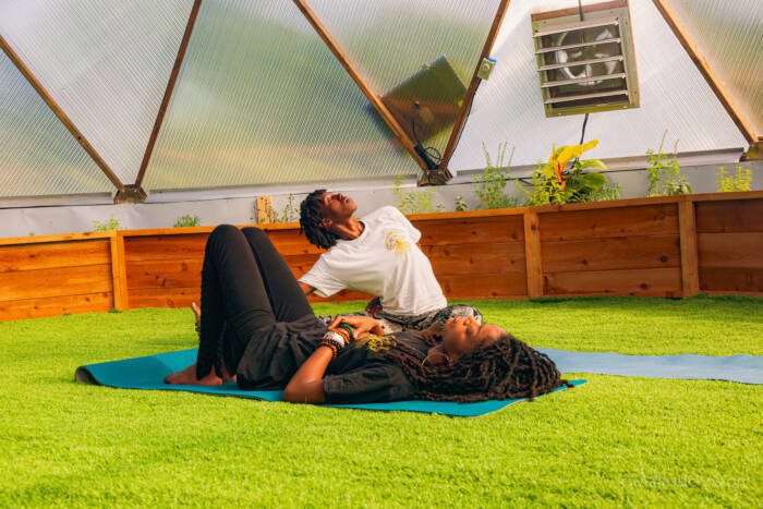 yoga in the geodome