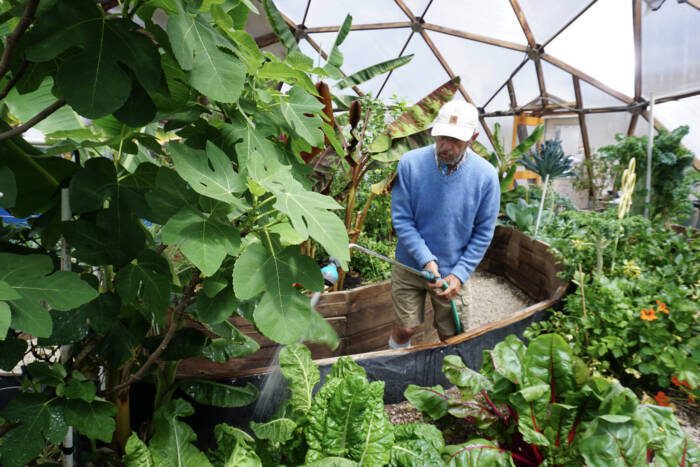 Watering inside a 42' Growing Dome Greenhouse